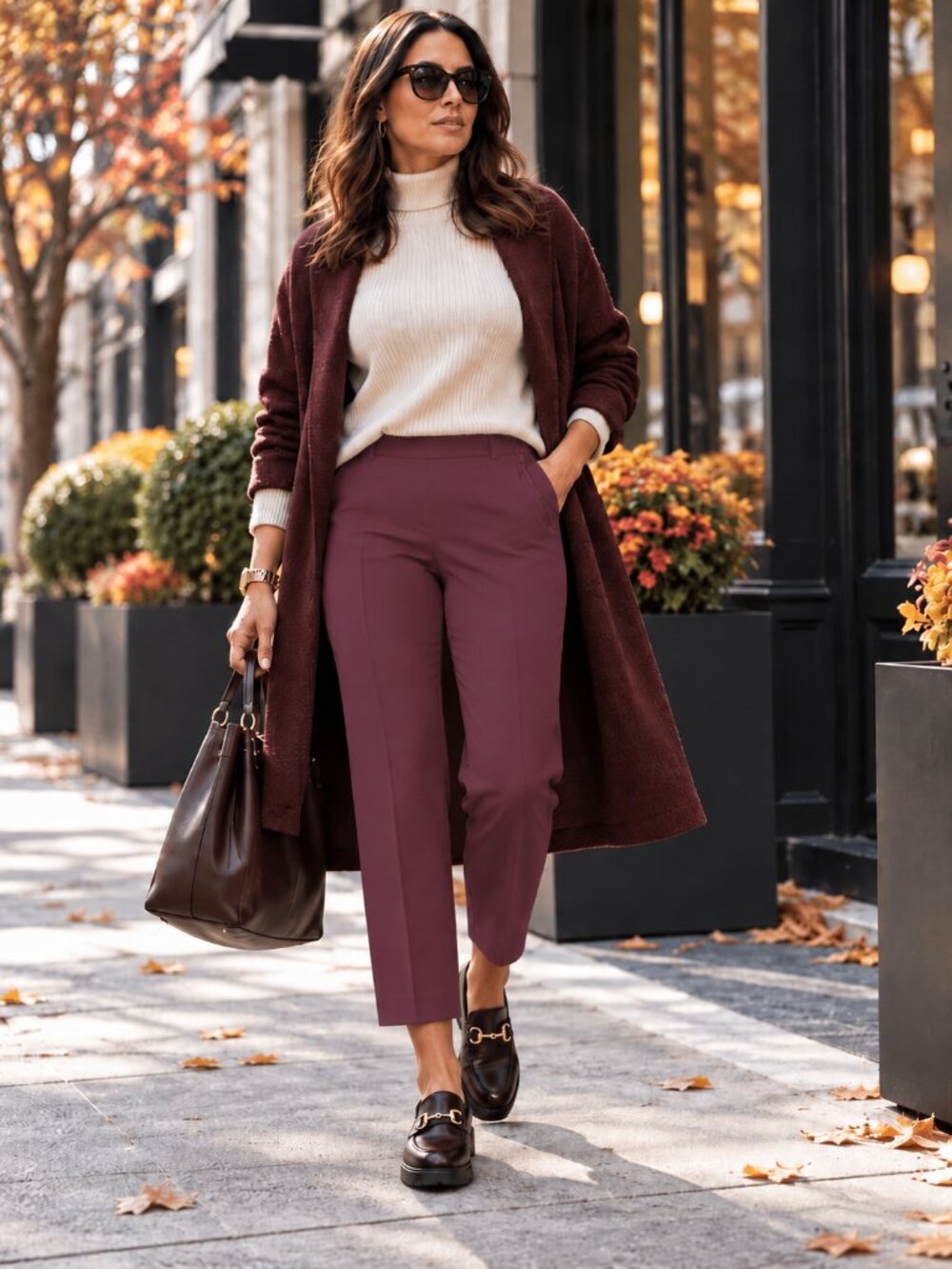 Trina Turk Highland Park Ankle Pants Size 16 Burgundy Career Minimalist